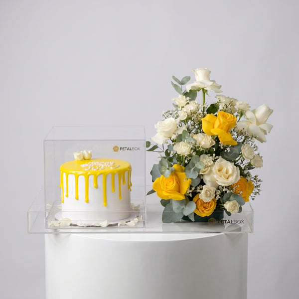 Yellow Theme Cake and Flower